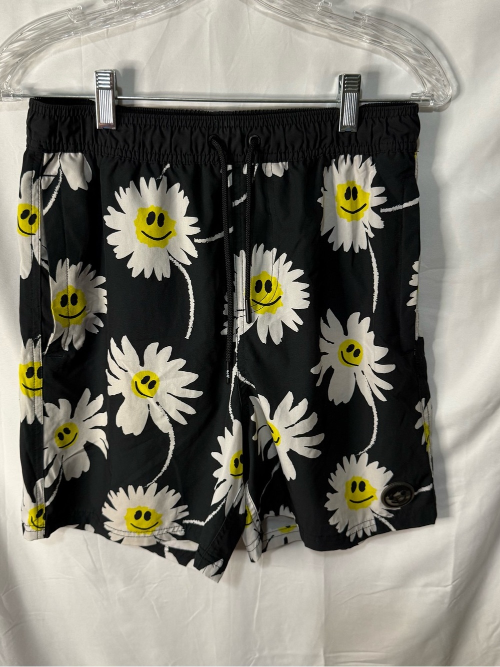 Neff Black and White Logo Swim Shorts